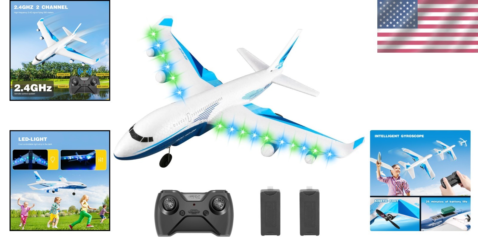Ready to Fly RC Plane for Beginners with Dual Batteries