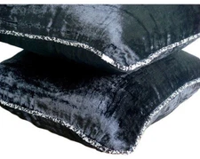 Black Decorative Throw Pillow Cover, 16"x16" Velvet Cushion - Black Shimmer
