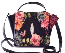 NWT KISMET Genuine Stringray Floral Flap Tote Crossbody Bag New