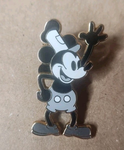 Disney's Steamboat Mickey Mouse Black White Traiding Pin