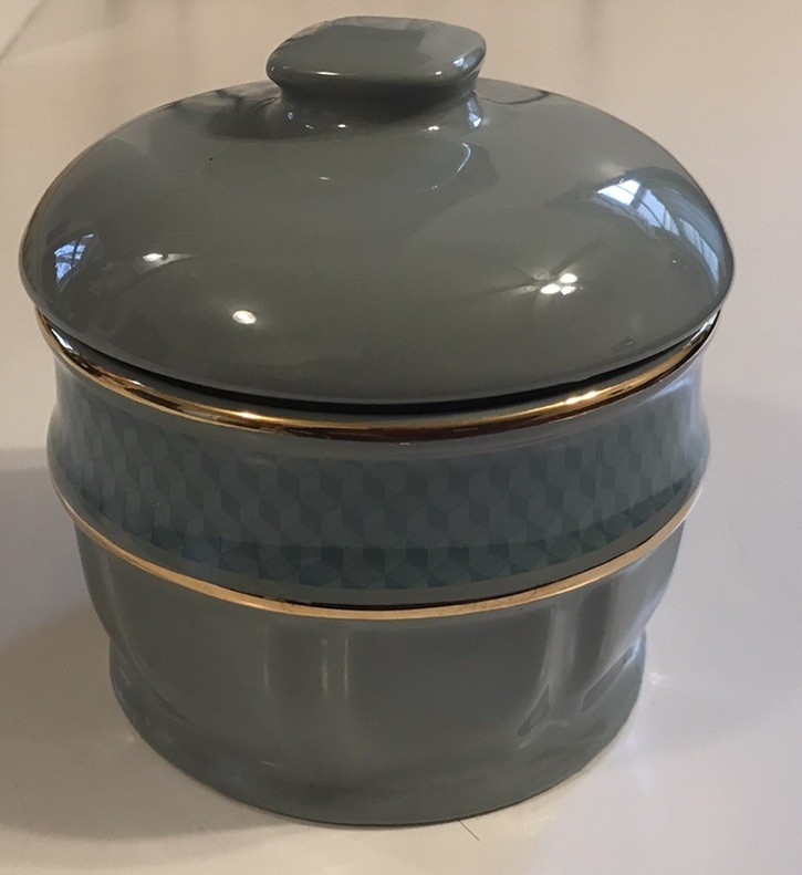 Illusions Royal Velvet Porcelain Green Mist Vanity Jar