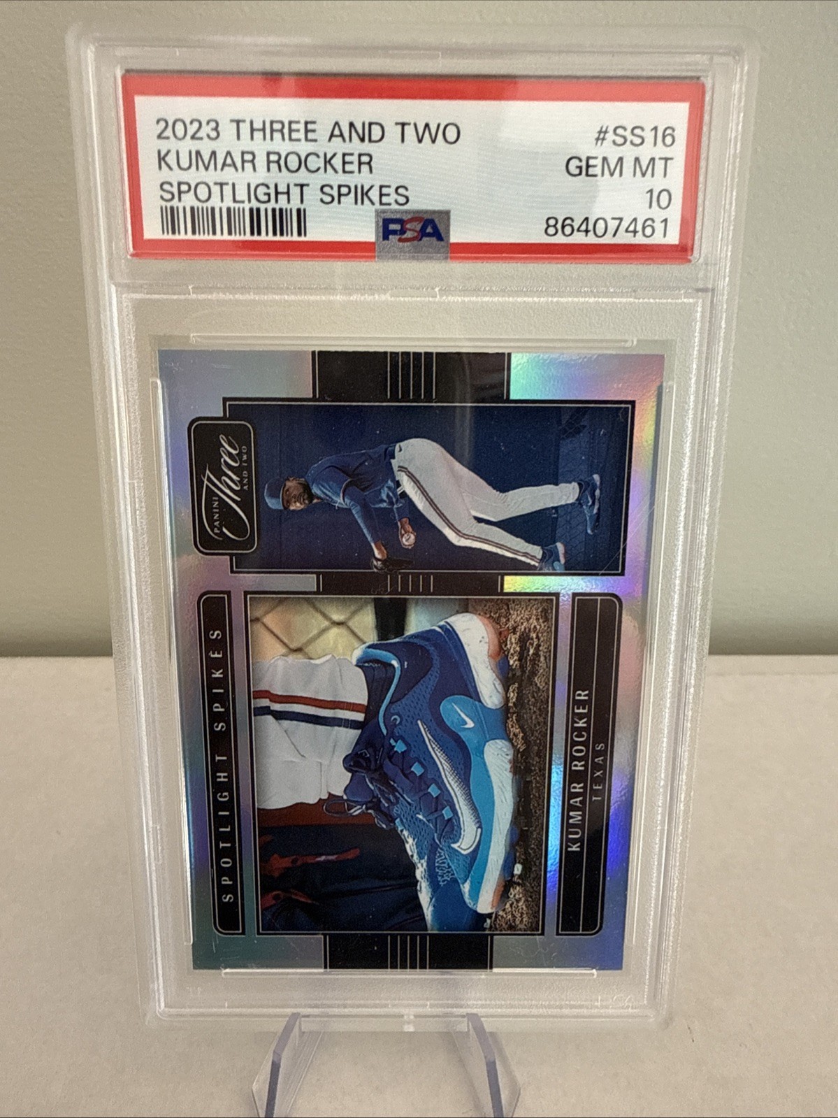 2023 Three and Two - Kumar Rocker Spotlight Spikes #SS16 Rangers GEM 10 POP 1!