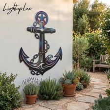 Nautical Anchor Metal Wall Art, Coastal Ocean Fire Roasted Decor
