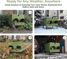 Outdoor Heated Cat House with Feeding Station   Waterproof Insulated Shelter ...