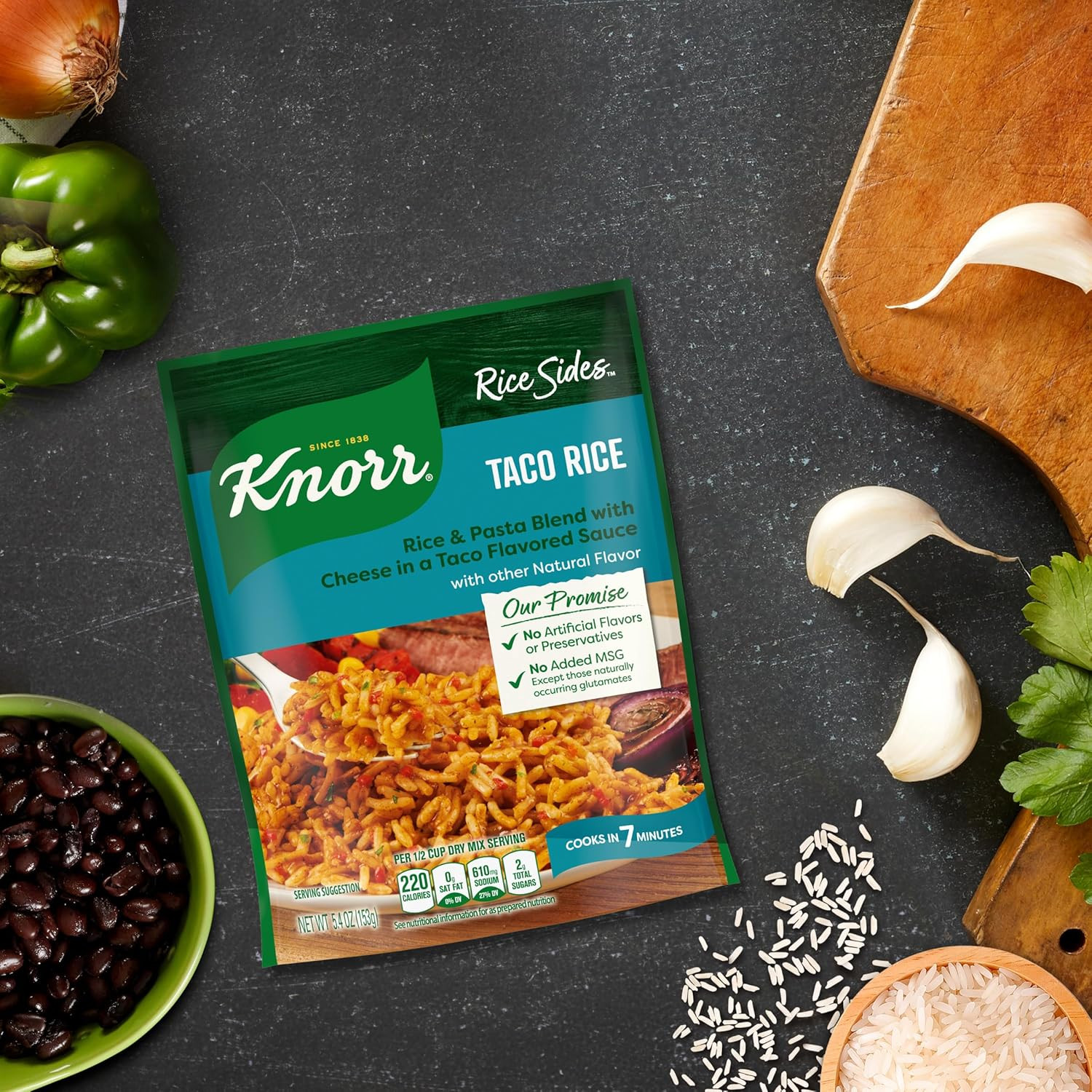 Knorr Rice Sides Taco Rice for a Tasty Rice Side Dish No Artificial Flavors or P
