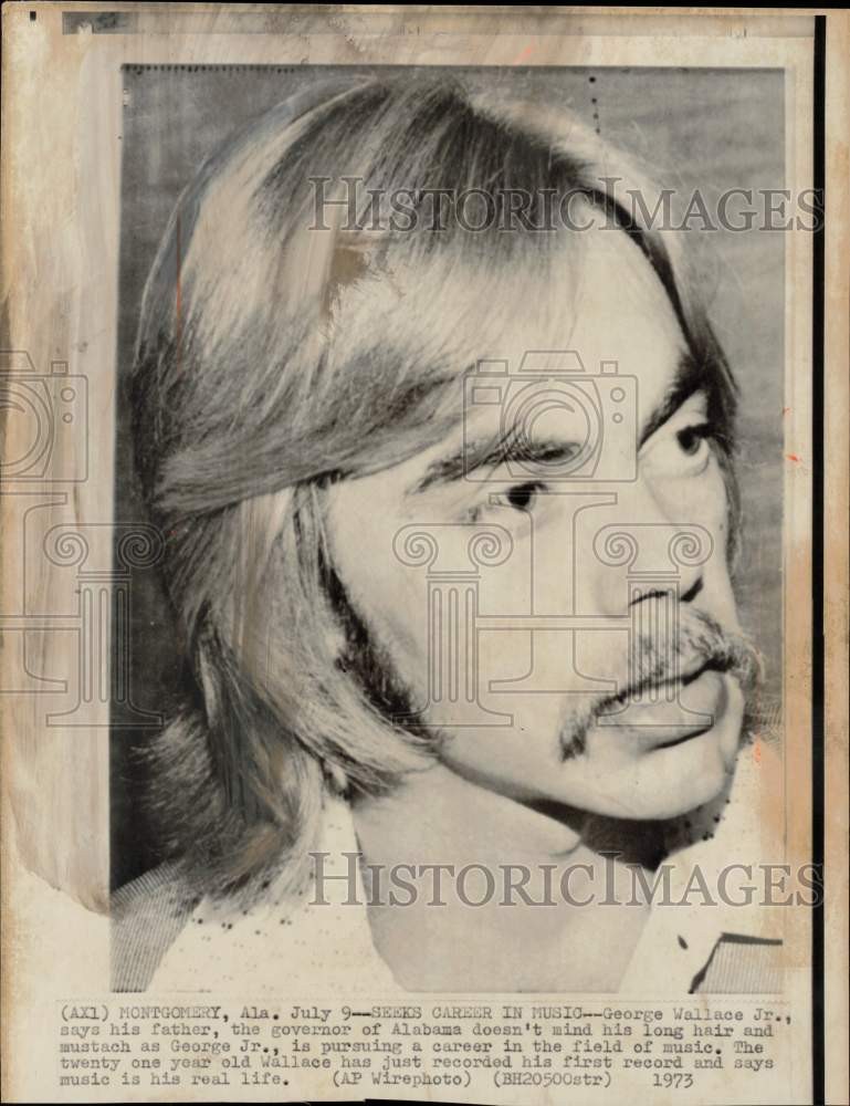 1973 Press Photo Singer George Wallace Jr., Son of AL Governor, Cuts 1st Record