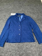 Rachel Zoe Blazer Jacket Womens Large Blue Cotton Notch Lapel Casual Formal