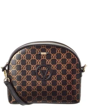 Valentino By Mario Valentino Diana Monogram Leather Crossbody Women's Black