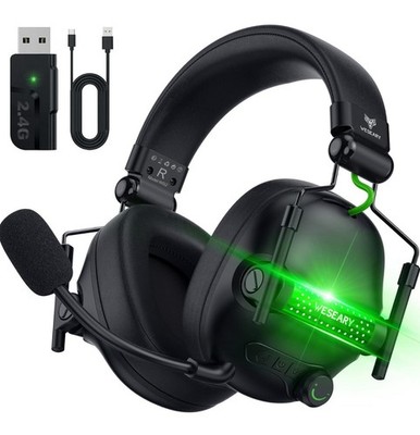 WG2 Bluetooth Kopfhörer, 2,4G Wireless Gaming Headset mit Mikrofon