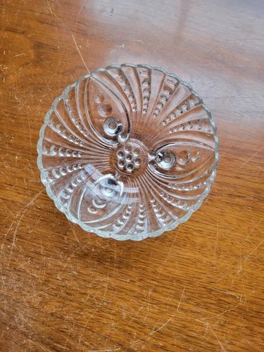 MCM Vintage Anchor Hocking Burple Bubbles Small Glass Footed Bowl