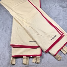 Woolrich Tab Top Curtains Pair 54x84 Beige Red Trim Cabin Lodge Rustic