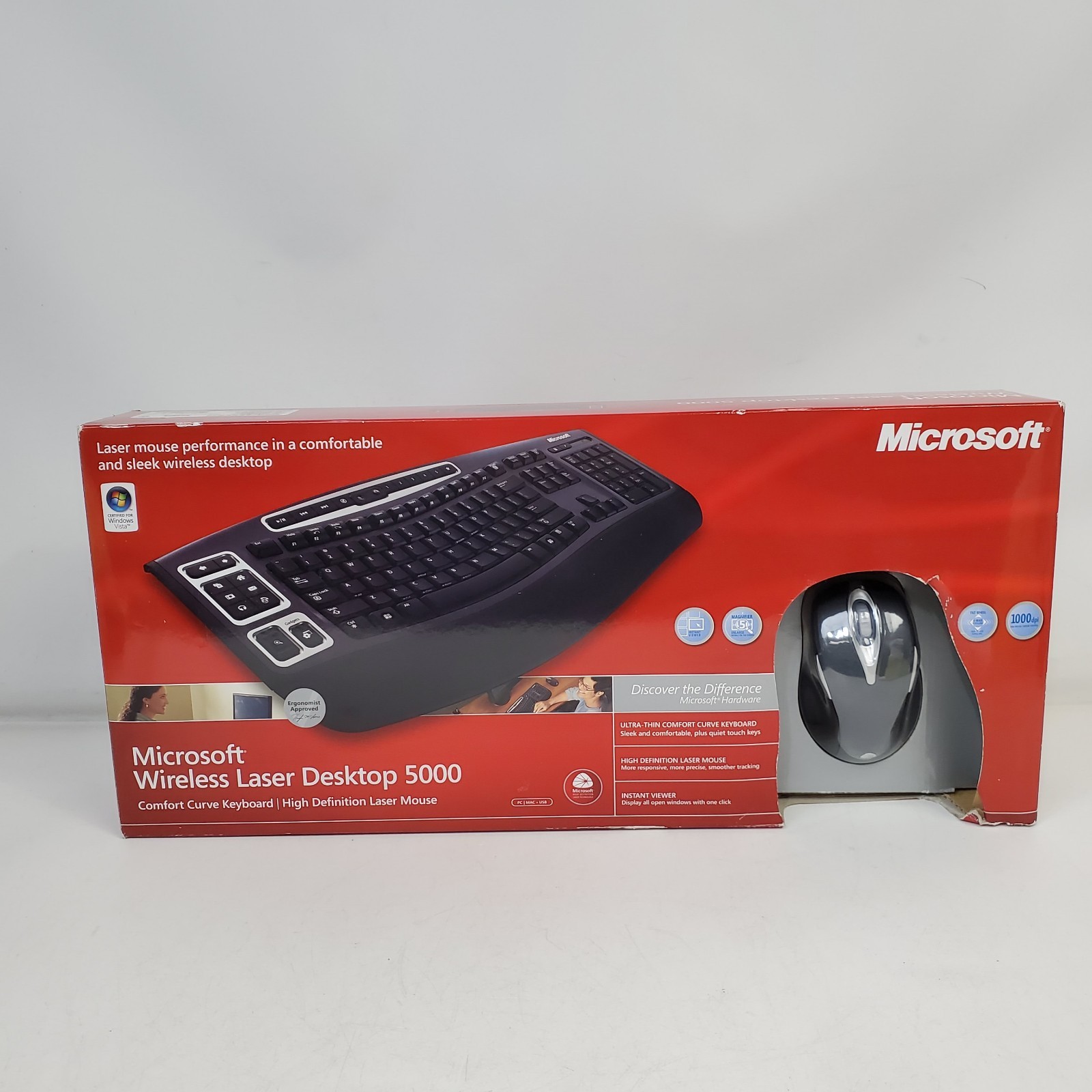 Microsoft Wireless Laser Desktop 5000 Comfort Curve Keyboard & HD Laser Mouse