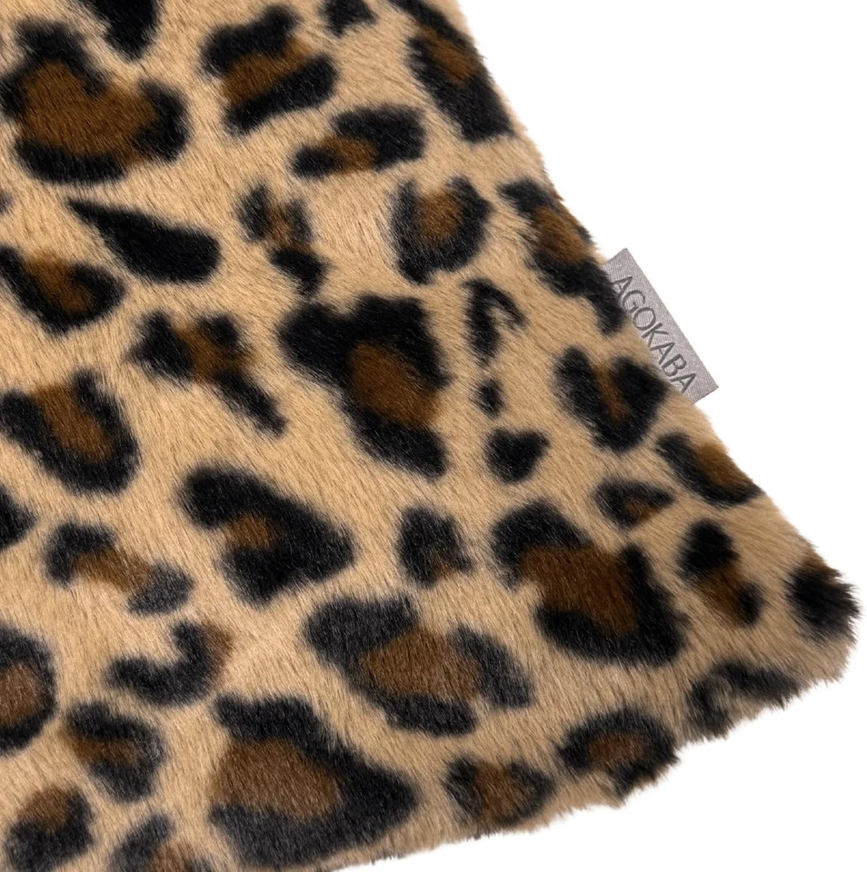 Leopard Print Faux Fur Throw Pillow Covers, 12X20 Inch, Set of 2, Soft Plush Ani - Image 4 of 4