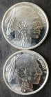 Two 2012 1oz Silver Buffalo Rounds
