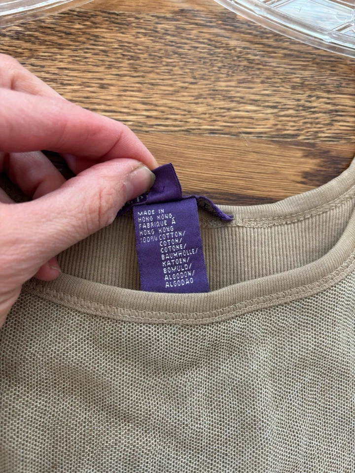 Colección Ralph Lauren Etiqueta Púrpura Beige Malla Tanque Forro Algodón Medio Foto 4 de 4