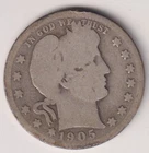 1905 P BARBER QUARTER DOLLAR 90% SILVER PENNSYLVANIA .25¢ UNITED STATES AMERICA