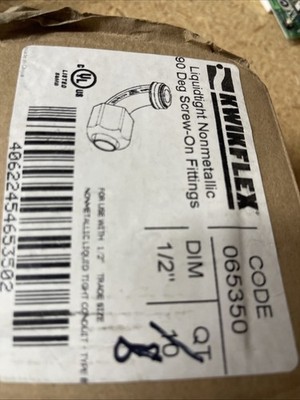 Kwikflex Liquidtight Nonmetallic 90 Degree Elbow Fitting 1/2'' QTY 10 065350 NEW