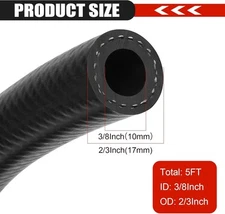 3/8 Inch ID Fuel Line Hose - 5FT Marine Grade Fuel Line 