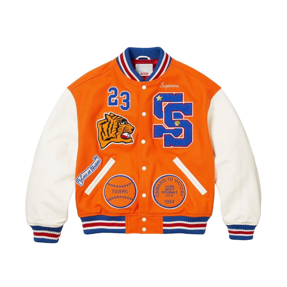 Veste universitaire Supreme Tiger orange   23FW