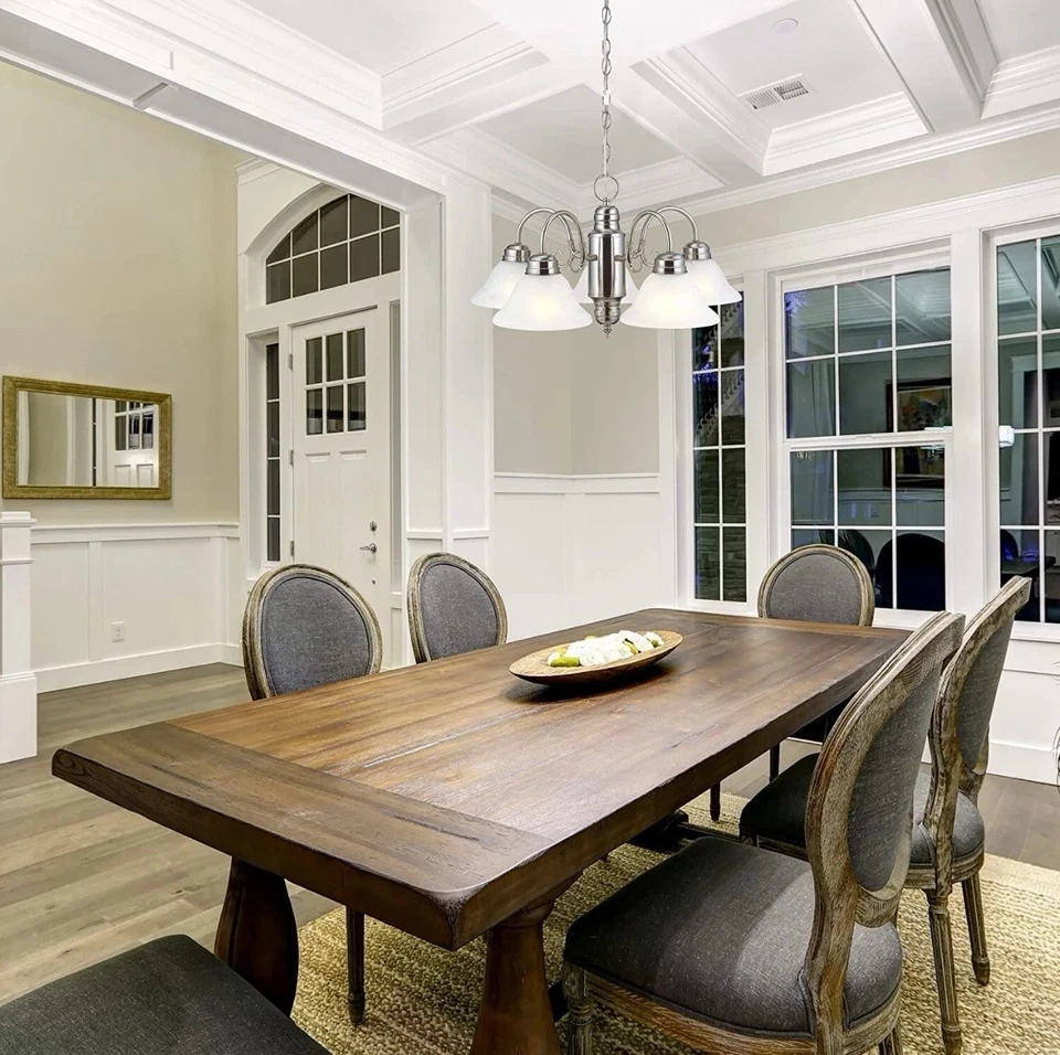 Lámpara de araña Design House 511535 Millbridge 5 luces 22" de ancho, níquel satinado Foto 3 de 4