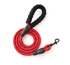 Durable Reflective Dog Leash with Padded Handle 6 ft. Heavy Duty Rope Lead Red