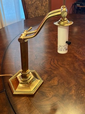 Vintage Underwriter Laboratories Portable Brass Swing Arm Adjustable Desk Lamp
