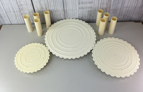 Wilton Decorator Preferred Cake Separator Plate Lot 3 Pc 6in 8in 10in 8 Columns