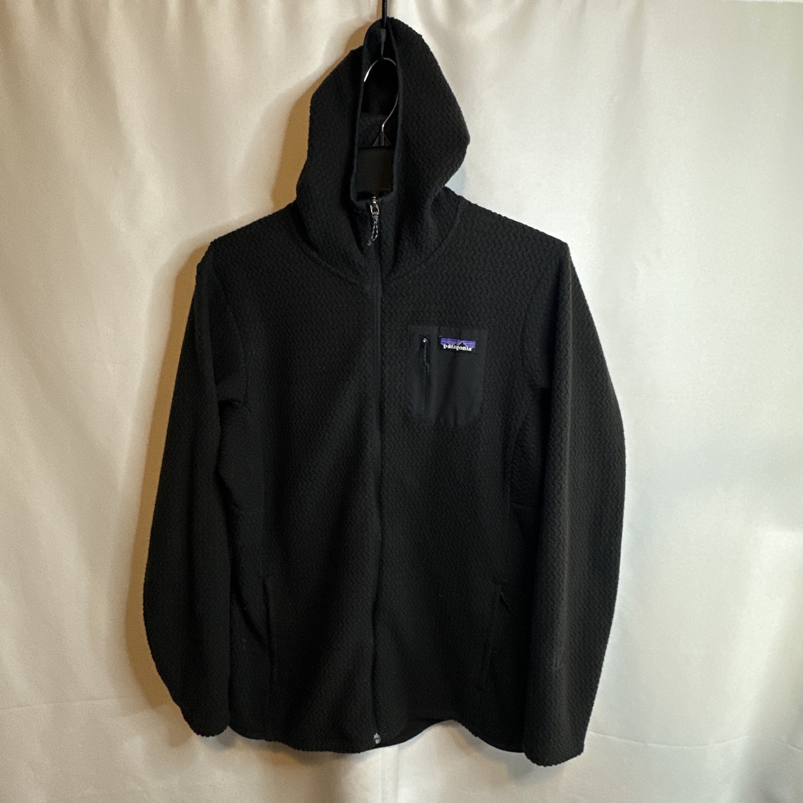 Patagonia Women's R1 Air Full Zip Hoodie Sweatshirt Fleece Waffle Black XL #5507