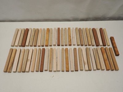 50+ STÜCK GEWÜRZTE STIFT- ODER SPITZENKLÖPPELROHLINGE, GEMISCHTE HÖLZER DRECHSELHOLZ