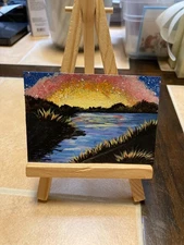 ACEO Original Acrylic Painting Landscape Abstract Art Card ATC Scenery 172