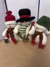 VTG Christmas Soft Stuffy figurine Snowman red/black/green hat