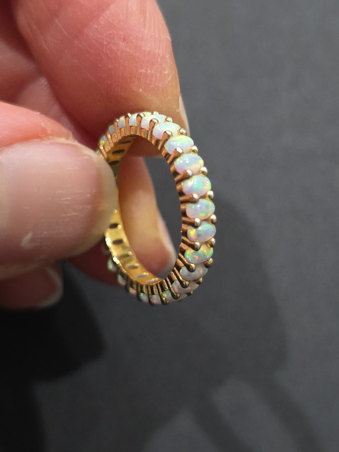 925 Sterling Vermeil Opal Stackable Ring Size 5 - image 5