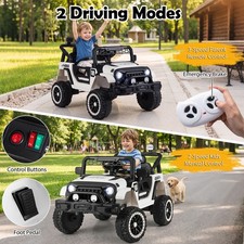 12V Kids Ride on Truck with Remote Control 3 Speeds LED Lights Horn Music Story