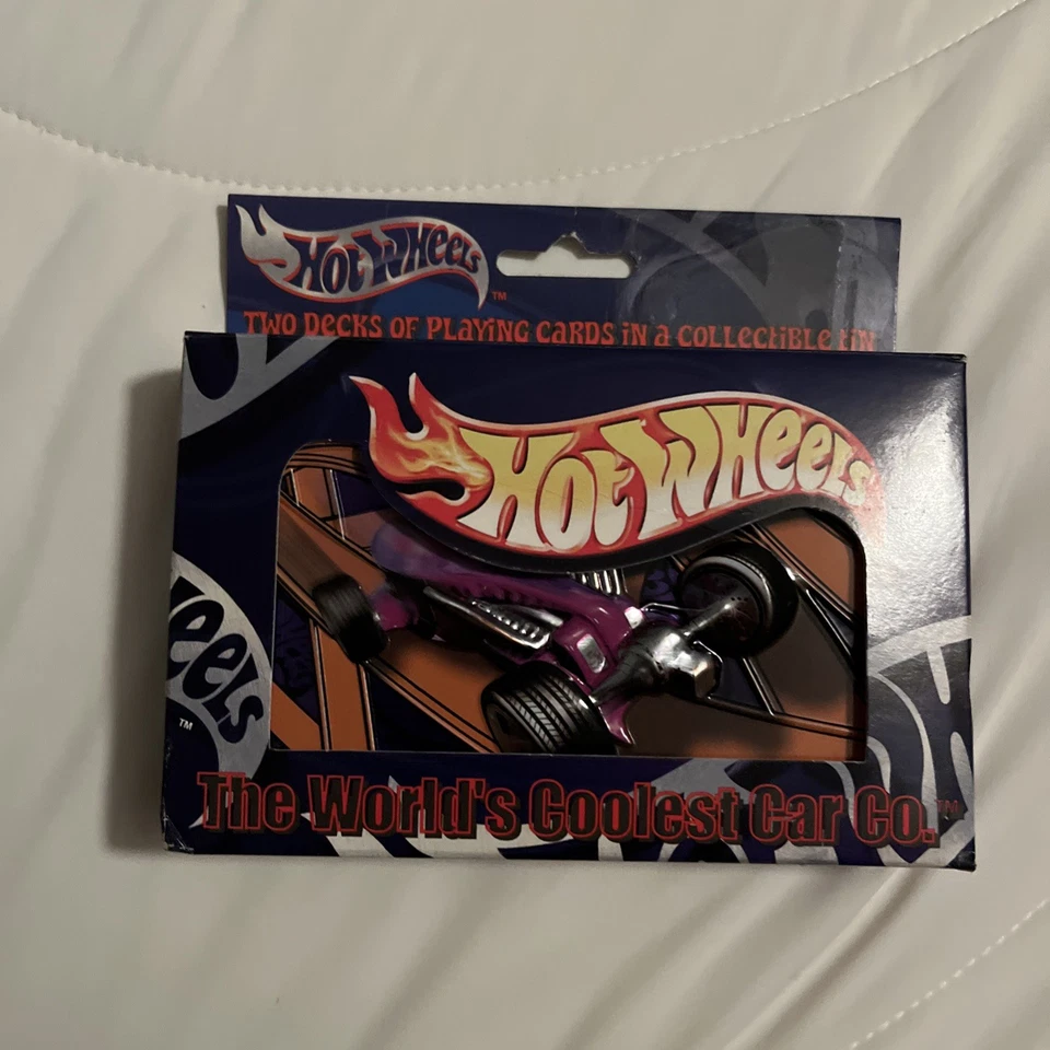 2001 Hot Wheels Playing Cards - 2decks In Collectible Tin Box New/with Key ring - Image 2 of 4