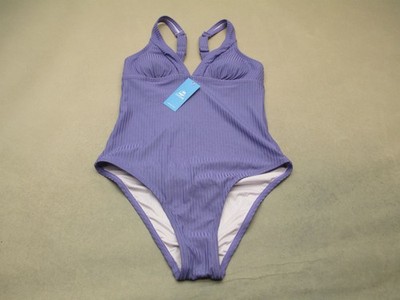 NWT Cupshe Size S Womens Purple Lined Wireless One Piece Swimming Suit 11D