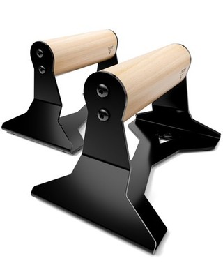 PULLUP & DIP Parallettes with Wooden Handles & Heavy-Duty Steel