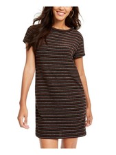 PLANET GOLD Womens Shift Short Dress Red Shimmer Short Sleeve Juniors XS