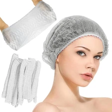 21Inches Hair Net Disposable Bouffant Caps 100 Pcs, Elastic Dust Cap for Food Se
