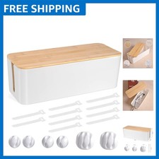 Large Cord Hider with Wooden Lid - Stylish Cable Management Box for Tidy Spaces