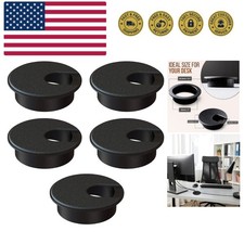Desk Grommet 2 Inch 50 mm Pack of 5-Black ABS Plastic Cable Hole Cover to Arr...