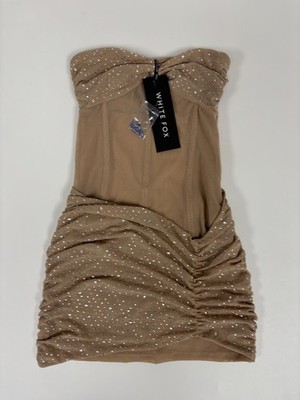 Damen Minikleid White Fox Can t Compare Verziert Beige XS