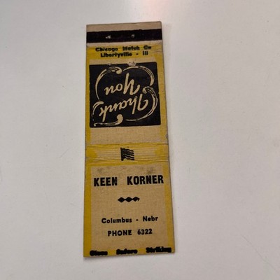 Keen Korner Thank You Columbus Vintage Matchbook Cover SMB5-3