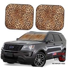 Windshield Sun Shade Foldable 2pcs Cheetah Car Front one size Leopard Print