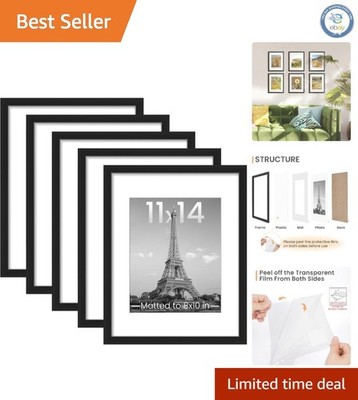 Set of 5 Classic Black 11x14 Picture Frames for Stunning Wall Gallery
