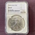 1999 $1 Silver Eagle NGC MS69~Uncirculated in Case