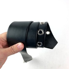 Vintage 80s 90s Goth Faux Leather Belt Silver Grommet Detail Size 9