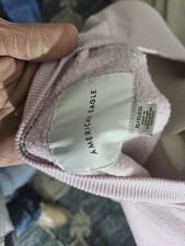 American Eagle Women's XL Light Purple Pullover Sweatshirt Striped Sleeves