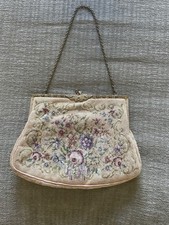 Antique Victorian Tapestry Purse Floral Petit Point Double Sided