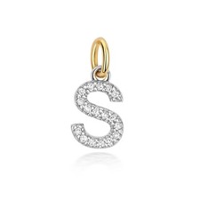*S* Diamond Initial Pendant Solid 9ct Gold *Letter *Alphabet* Natural *Diamonds