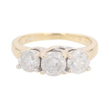 1.65ctw Round Diamond Three-Stone Engagement Ring 14k Multi-Tone Gold Size 5.75